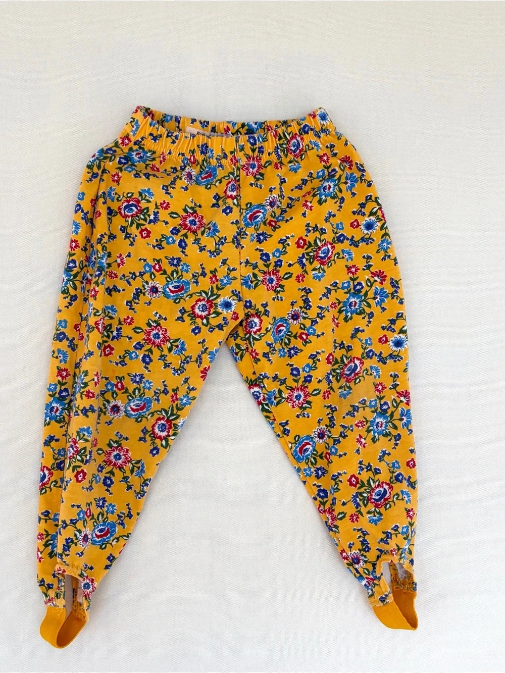 VTG Children’s Place Girl Floral Leggings Yellow Cottage 90s 18-24 Month Stirrup